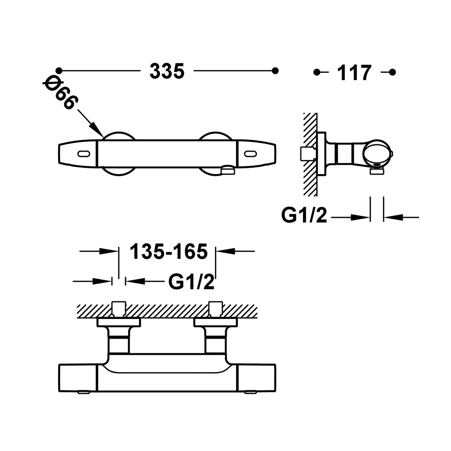 Termostat Blandingsbatteri cylinder - flere farver