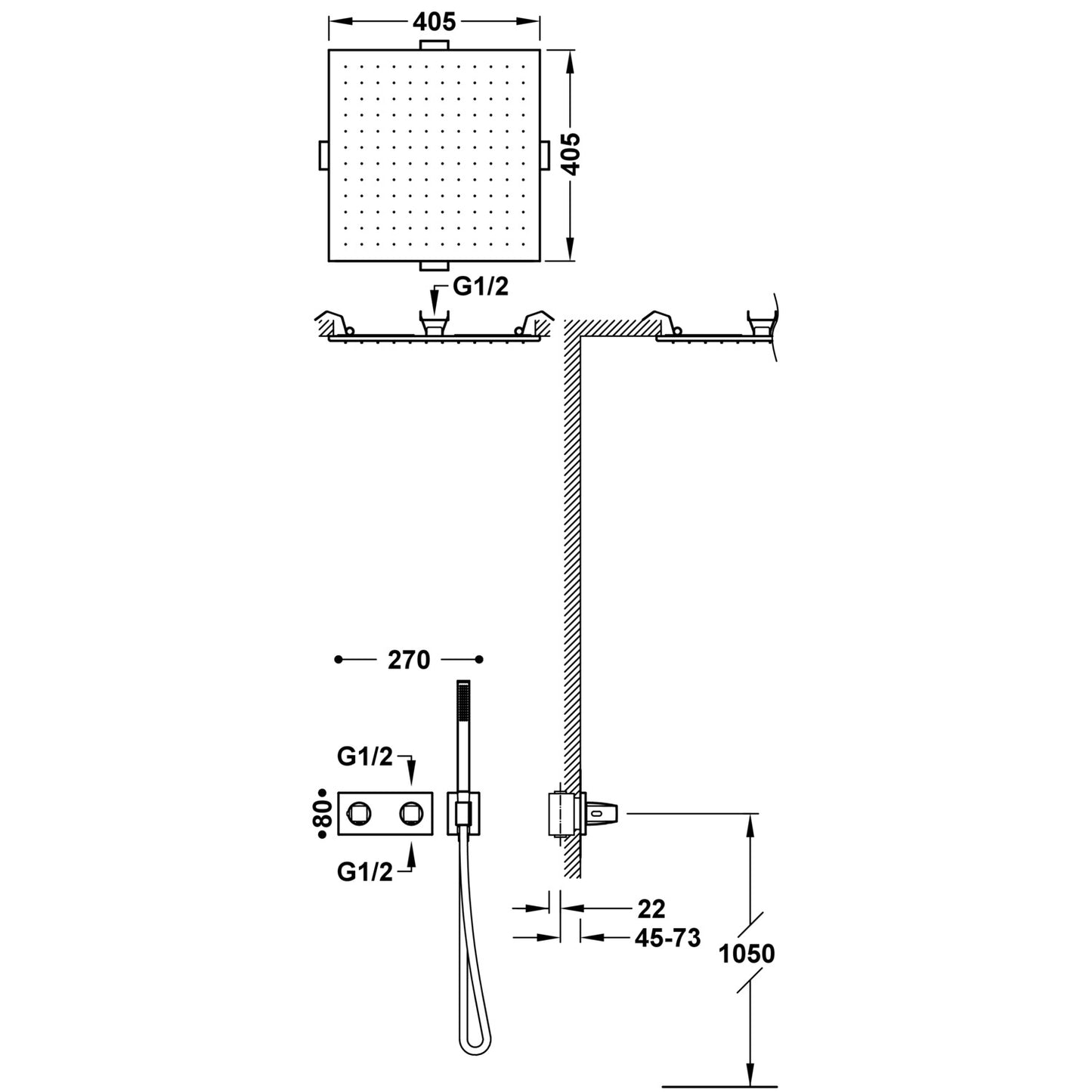 B-System termostat indbygget brusesystem - flere farver