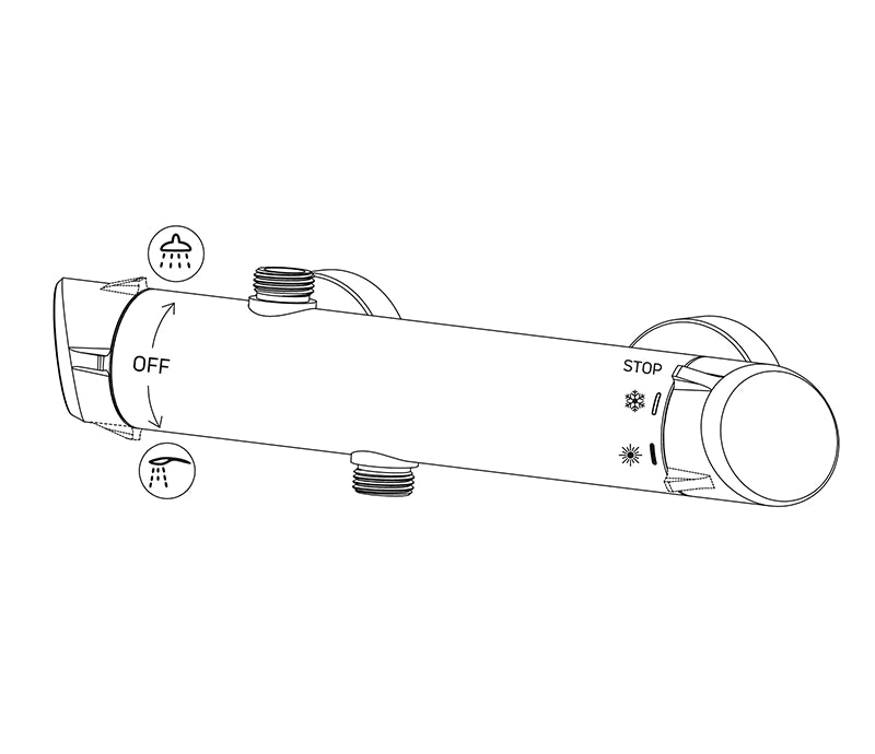 Brusesystem med ø250mm hovedbruser samt håndbruser - flere farver