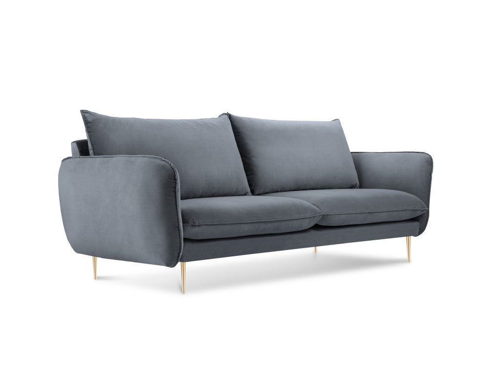 Vienna velour 2-pers. sofa med gyldne ben