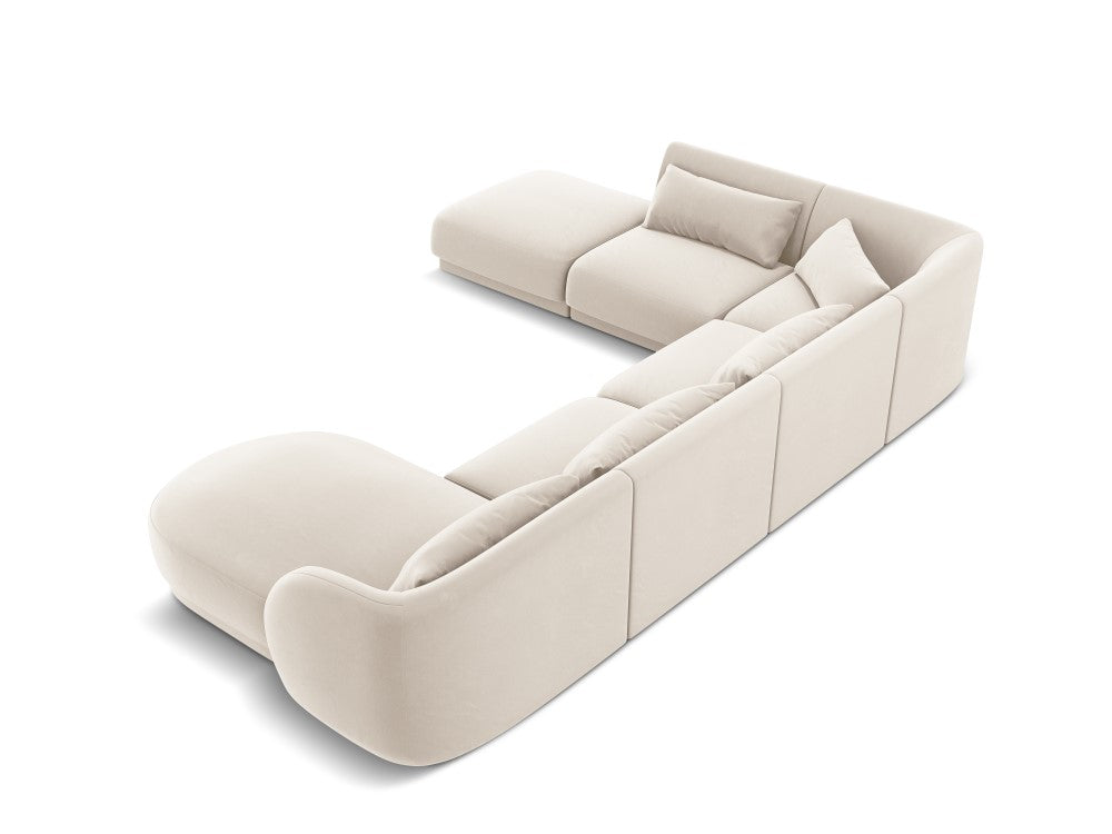 Velour venstre hjørnesofa Tulum 6seats