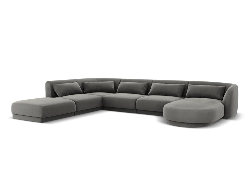 Velour venstre hjørnesofa Tulum 6seats