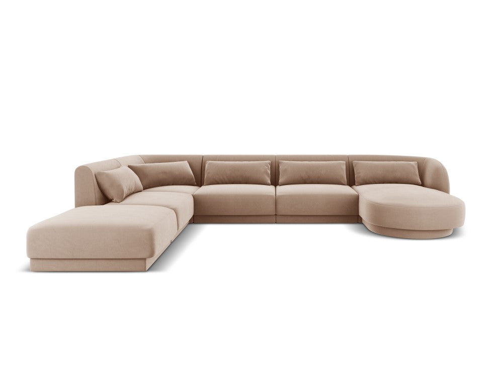 Velour venstre hjørnesofa Tulum 6seats