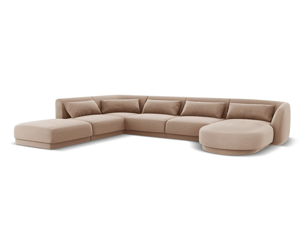 Velour venstre hjørnesofa Tulum 6seats