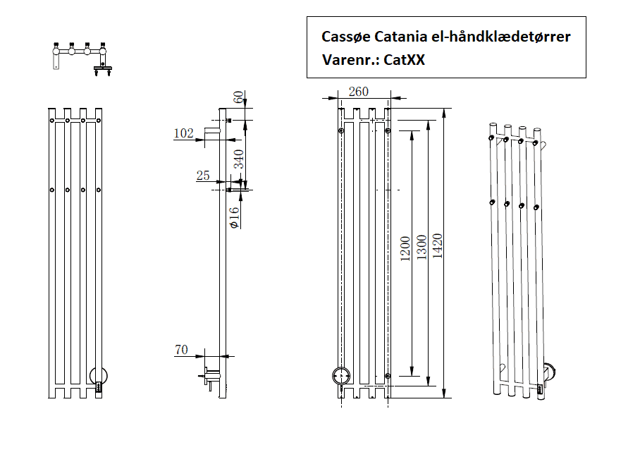 Catania elektrisk håndklæderadiator