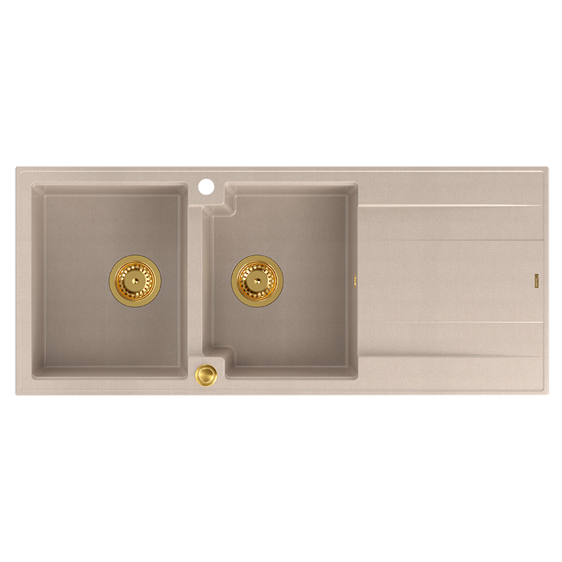 Køkkenvask Evan 121 og PVD belagt tilbehør