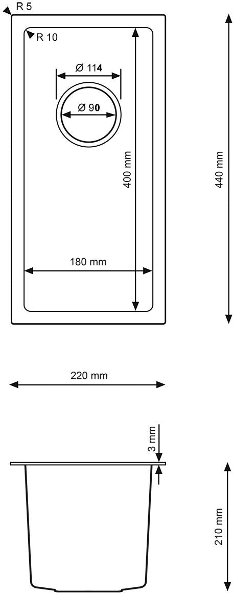 Homevello Steelon 221100 – Kompakt Køkkenvask til Underlimning