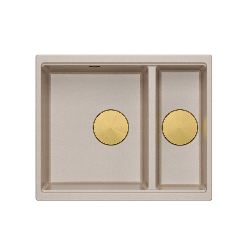 Køkkenvask dobbelt Logan 150 guld PVD til ilægning