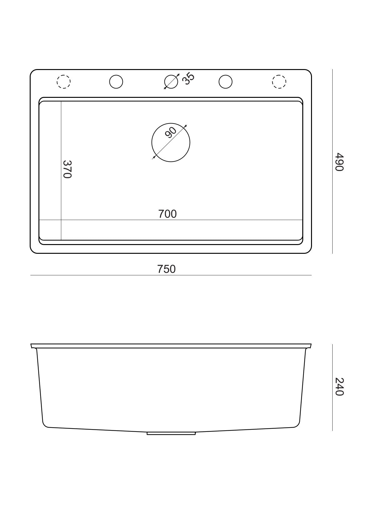 Køkkenvask Marc 110 GranitQ og stål finish