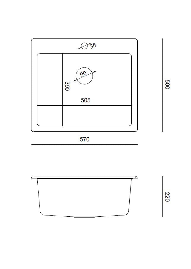 Køkkenvask Morgan 110 med messing PVD afløb