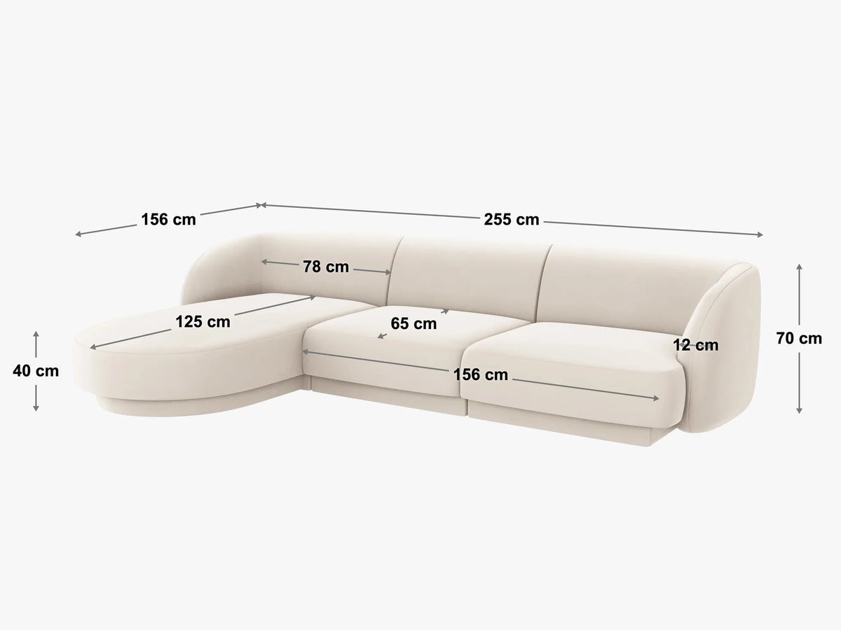 Miley velour sofa venstrevendt