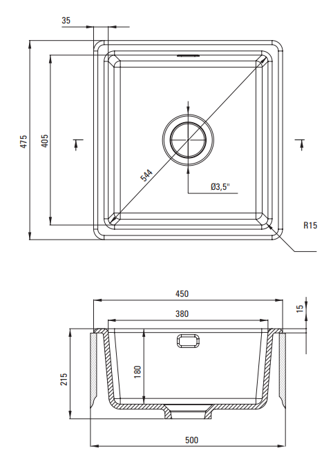 Sabor Keramisk Køkkenvask 450*475mm - Flere farver