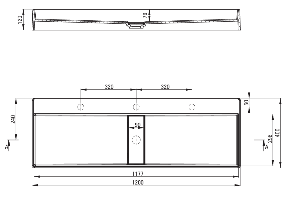 Blur Granit håndvask 120cm - flere farver