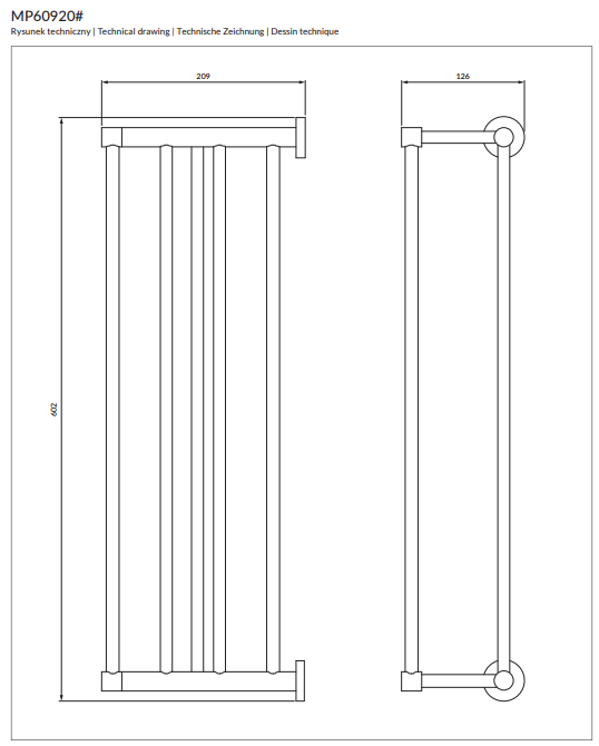 Omnires Modern Project Håndklædehylde – Forkromet Messing (60 cm)