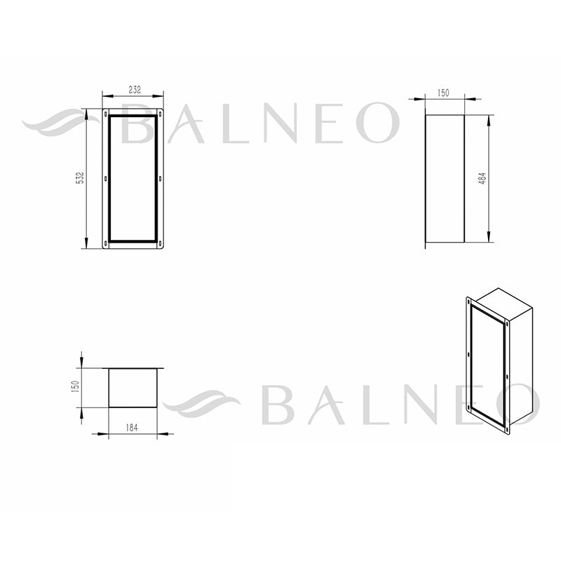 Balneo Wall-Box Brush “S” Left – Indbygget Toiletbørsteskab i Hvidt Glas