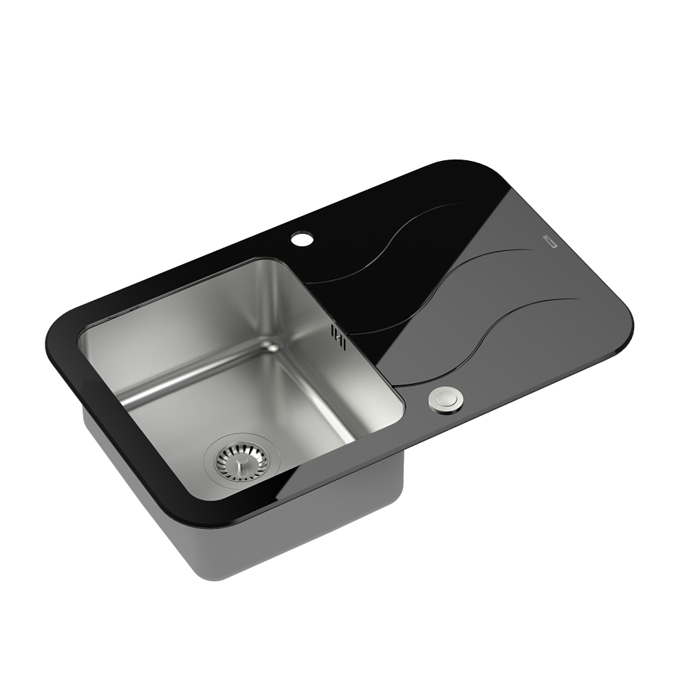 Køkkenvask Glen 211 HardQ sort glas og metal