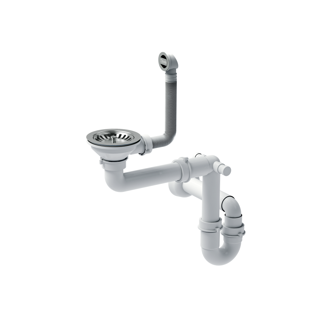 Køkkenvask David50 GranitQ og børstet stål