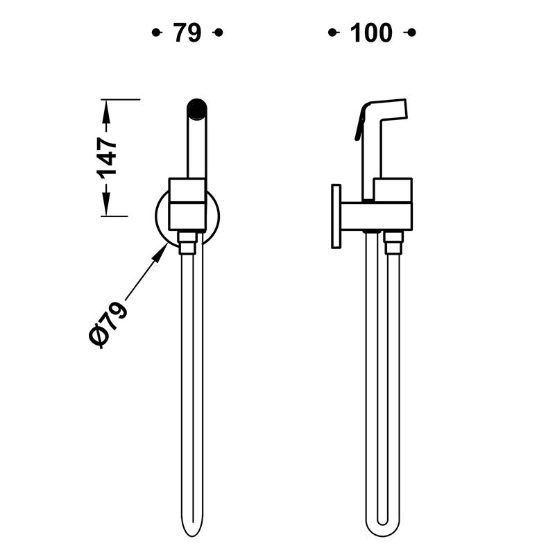 Tres Tapware Indbygget WC / Bidet Mixer – 1-grebs med Bidet Bruser