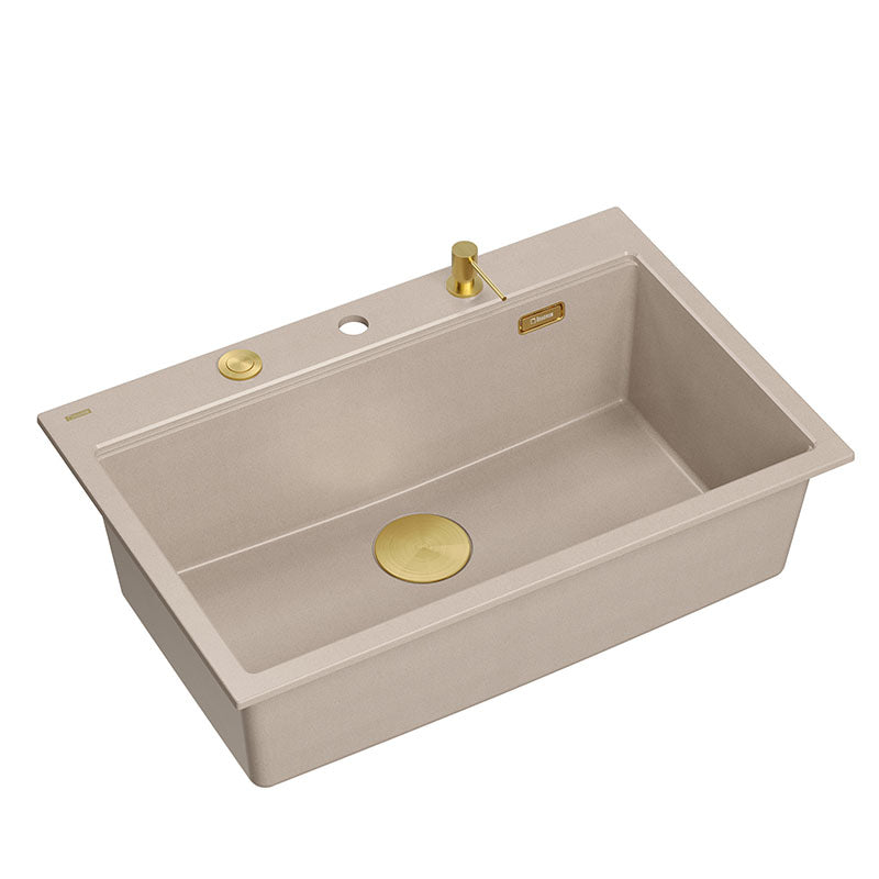 Qsink Marc 110 Workstation Granitvask m. Messing PVD-tilbehør – Komplet Sæt