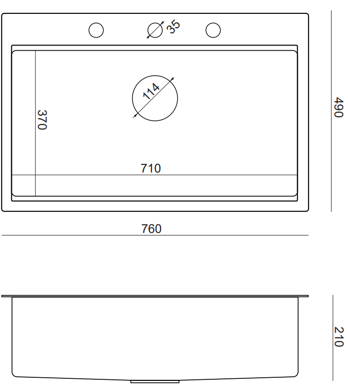 Qsink Marc 110 Workstation Granitvask m. Messing PVD-tilbehør – Komplet Sæt