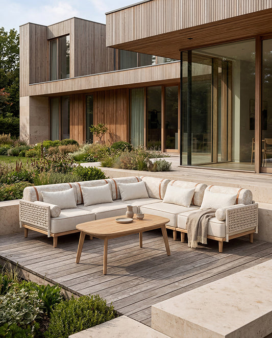 InOut Living Cape Corner Lounge Set + Cape Coffee Table – FSC Teak & PFAS-fri