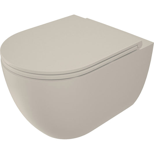 Deante ROUND Væghængt Toilet – Rimless m/Soft-Close, Mat Beige