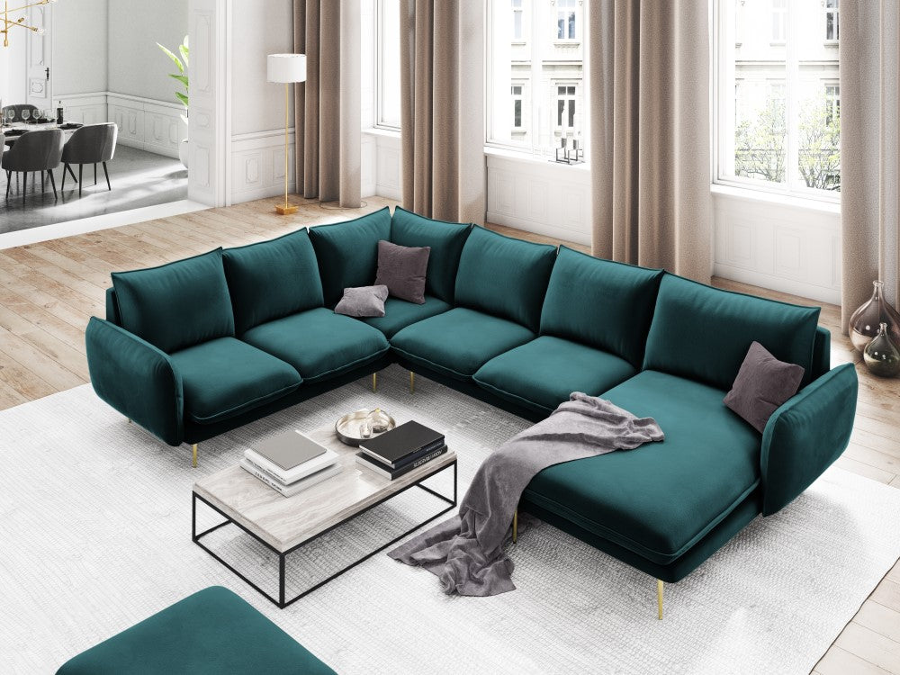 U-sofa Vienna i velour 7pers. venstre