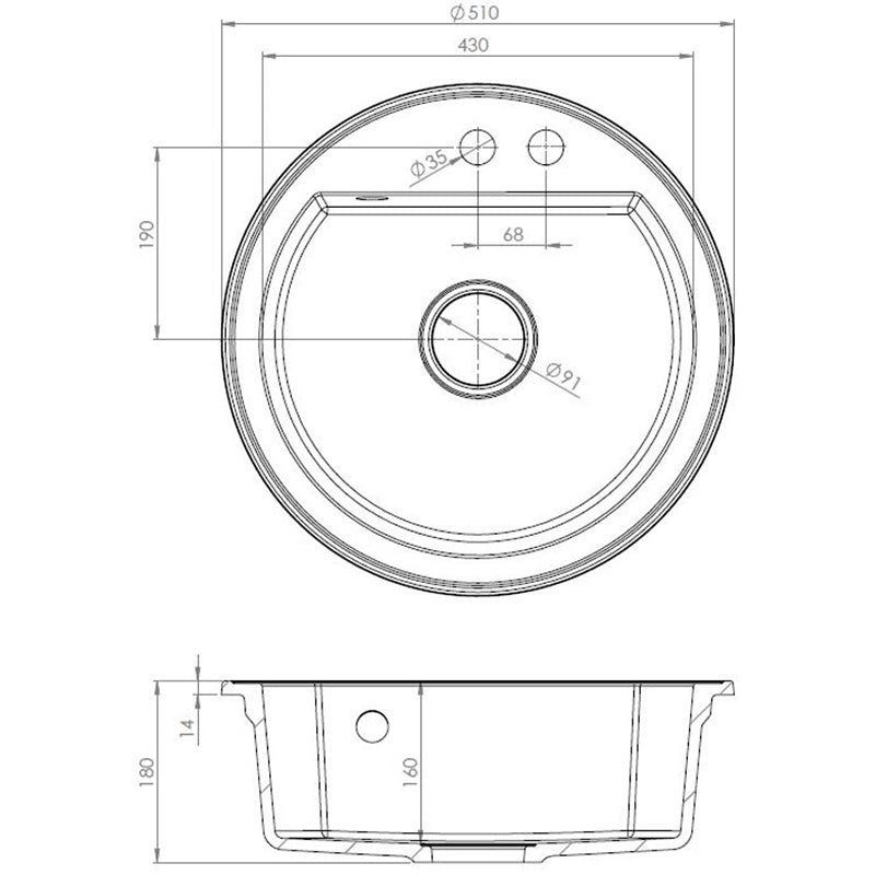 Homevello Digit R – Rund Granitvask i Stilrent Design