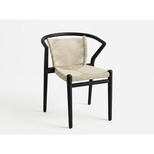 InOut Living Nara Dining Chair NA02 – Sort Olieret Eg & Flettet Reb