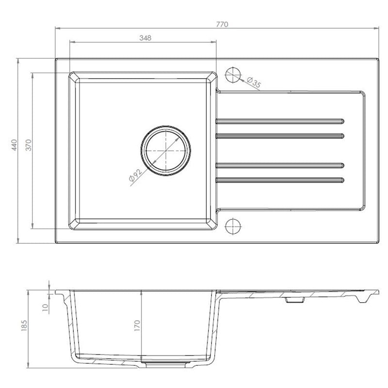 Homevello Pixel 77 – Rummelig Granitvask med Vendbart Design