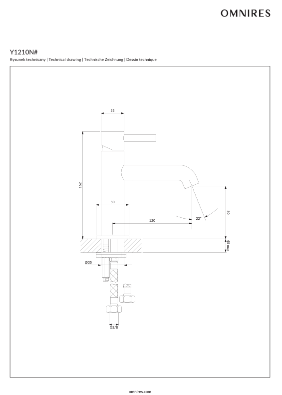 Omnires Y Håndvaskarmatur | Minimalistisk Design i 11 Eksklusive Farver