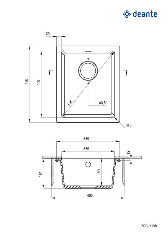 Corda Granitvask til underlimning 38x46cm - Flere farver