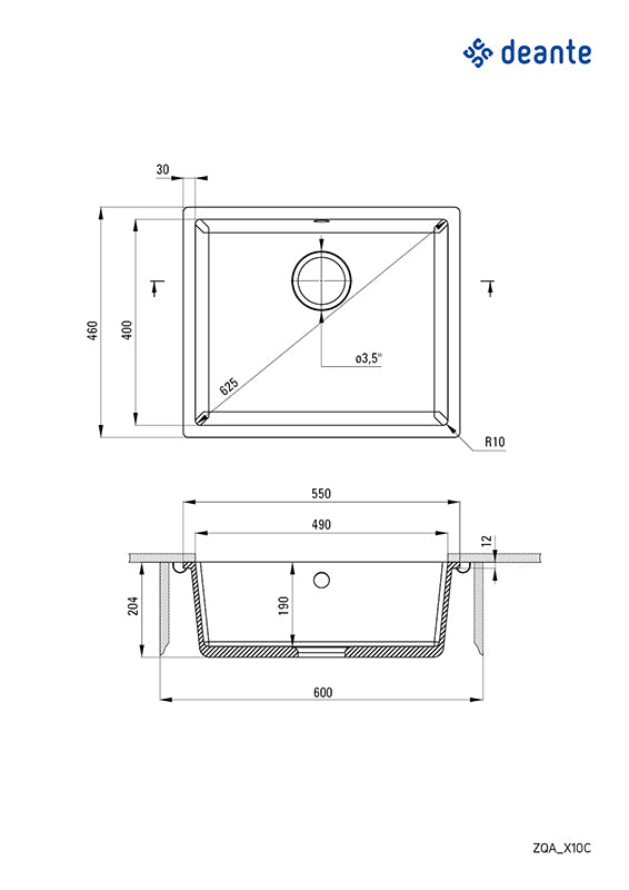 Corda Granitvask til underlimning 54x44cm - Flere farver