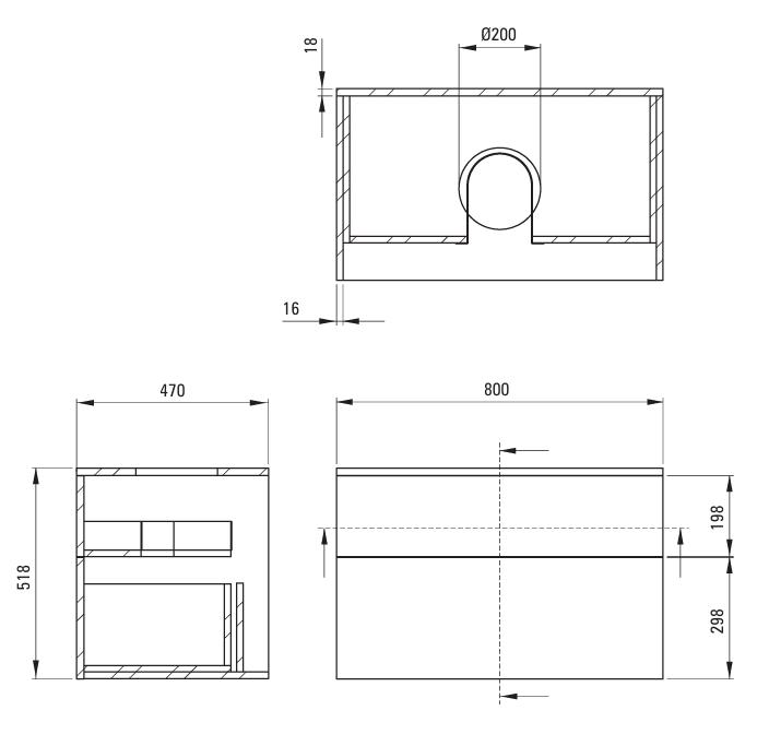 Prizma Baderumsmøbel med granit vask med hanehul