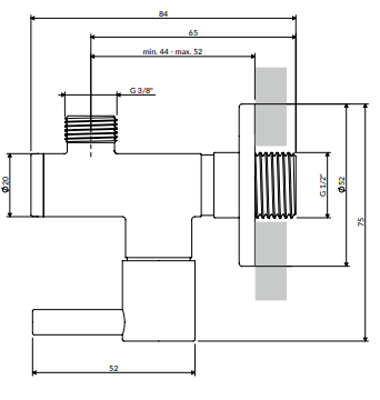 Vinkel Stopventil 1/2" x 3/8" - mange farver