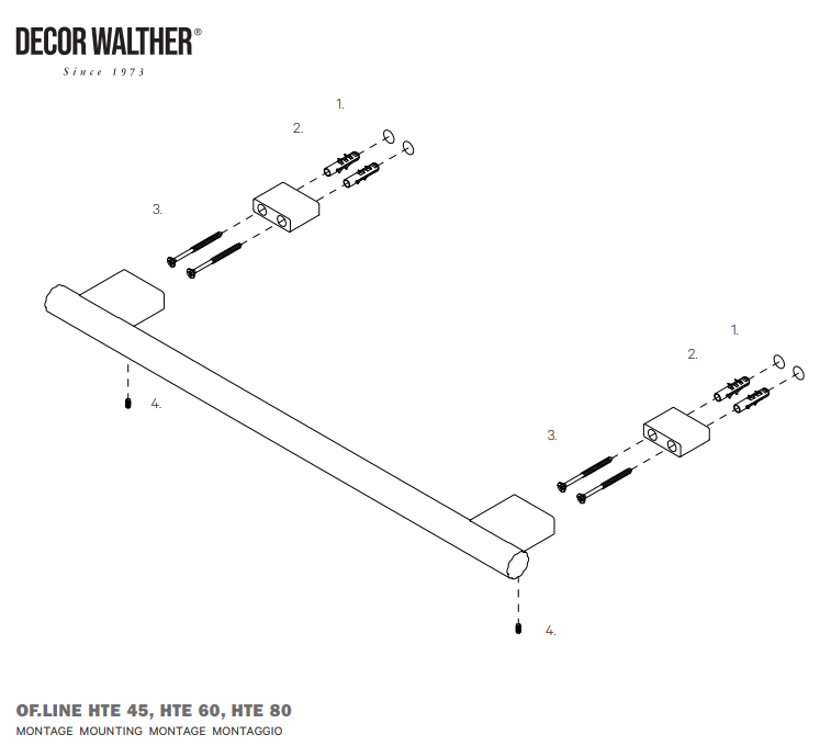 Decor Walther OF.LINE håndklædeholder – eksklusivt design i 3 farver og 3 størrelser (45 / 60 / 80 cm)  Designet af Sebastian Herkner