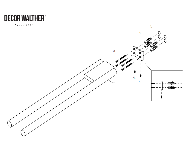 Decor Walther OF.LINE Dobbelt Håndklædeholder 46 cm – Designet af Sebastian Herkner