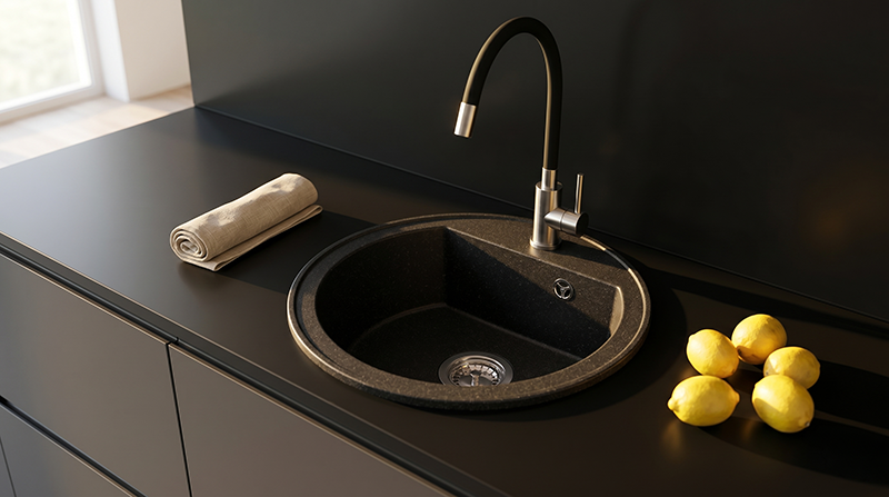 Homevello Digit R – Rund Granitvask i Stilrent Design