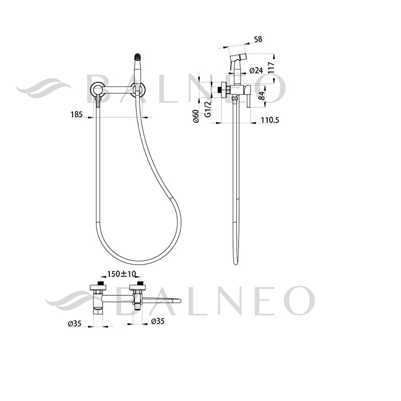 Balneo Cascade Bidetarmatur – Luksus Vandfaldsdesign (Guld, Sort, Inox)