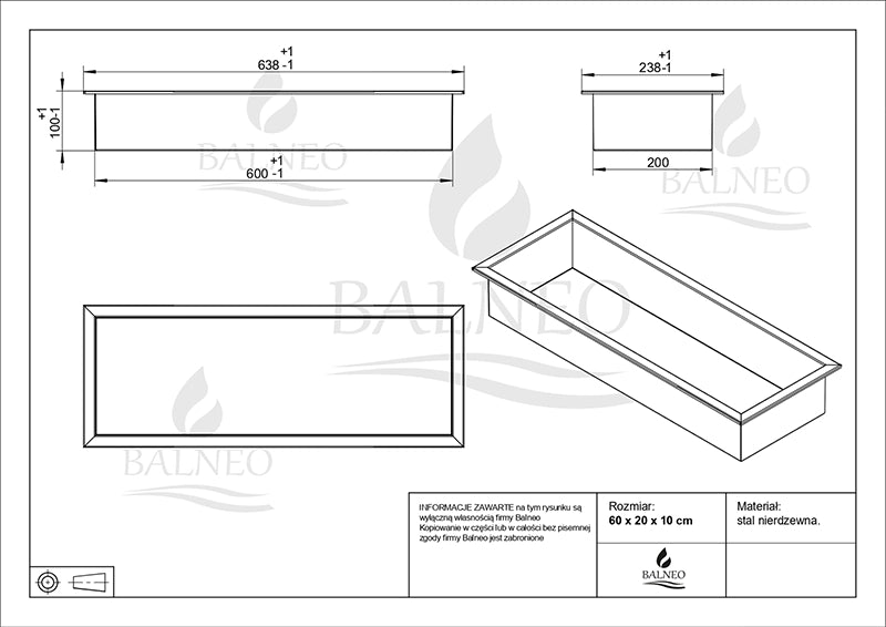 Balneo WALL-BOX ONE | Indbygningshylde 60x20x10 cm | 6 Farver