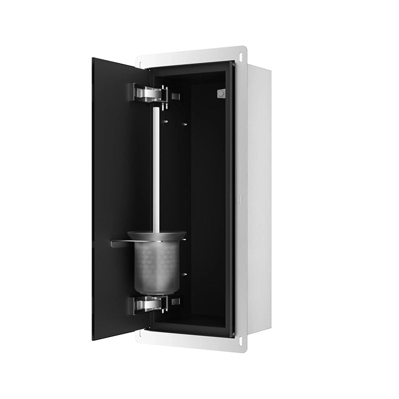 Balneo Wall-Box Brush “S” Left – Indbygget Toiletbørsteskab i Sort Glas