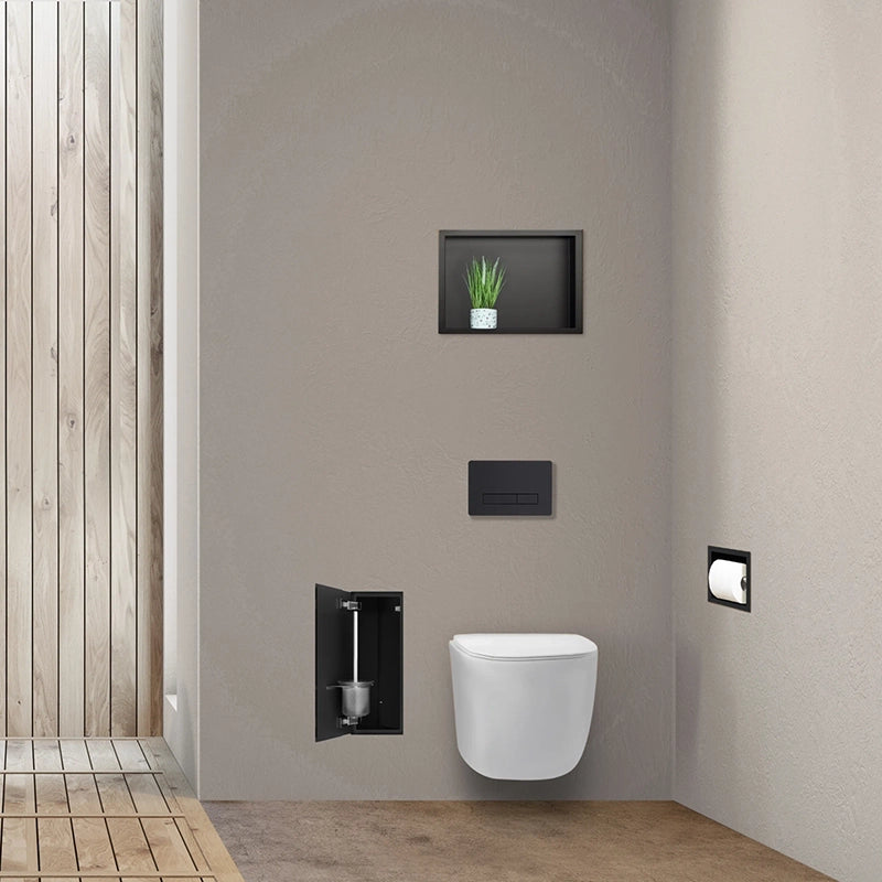 Balneo Wall-Box Brush “S” Left – Indbygget Toiletbørsteskab i Sort Glas