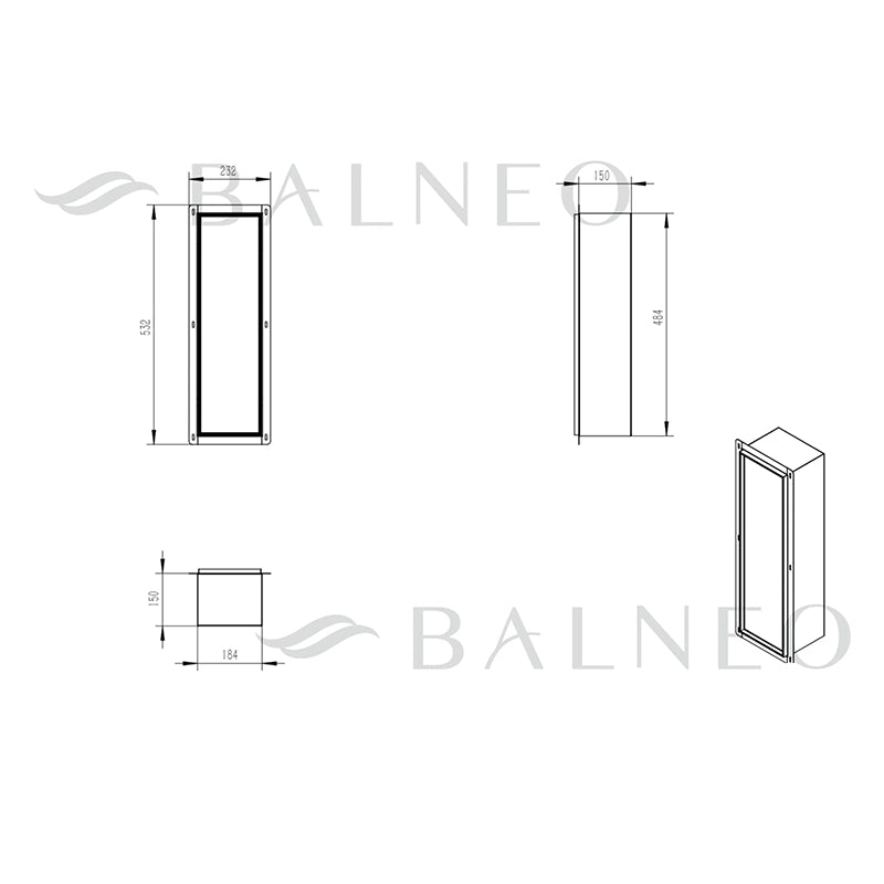 Balneo Wall-Box Brush “S” Left – Indbygget Toiletbørsteskab til Flisefront