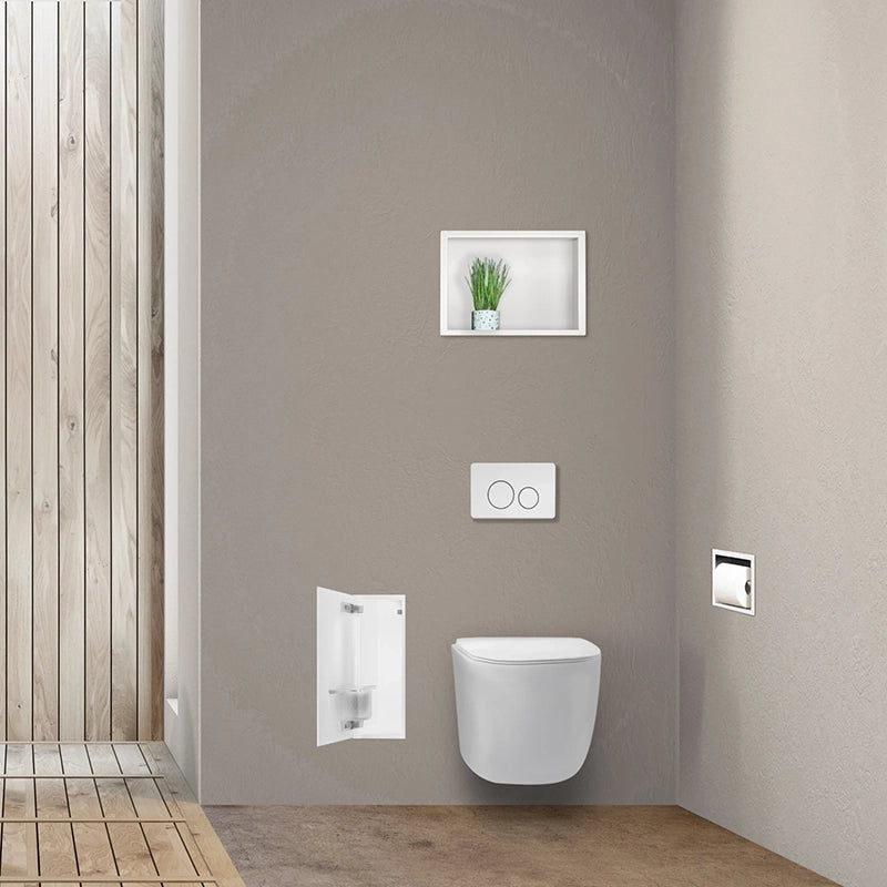 Balneo Wall-Box Brush “S” Left – Indbygget Toiletbørsteskab i Hvidt Glas