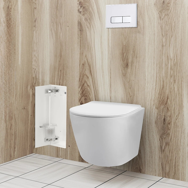 Balneo Wall-Box Brush “S” Left – Indbygget Toiletbørsteskab i Hvidt Glas