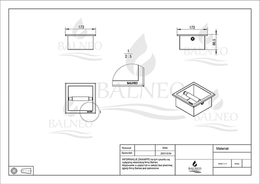 Balneo Wall-Box Paper 1 | Indbygget Toiletpapirholder | 6 Farver