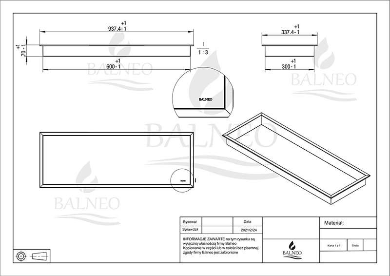 Balneo Wall-Box One | Indbygningshylde 90x30x10 | 6 Eksklusive Farver