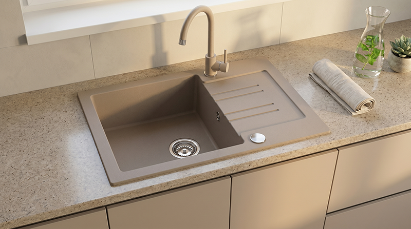Homevello Pixel 60 – Køkkenvask i Granit med Bakke