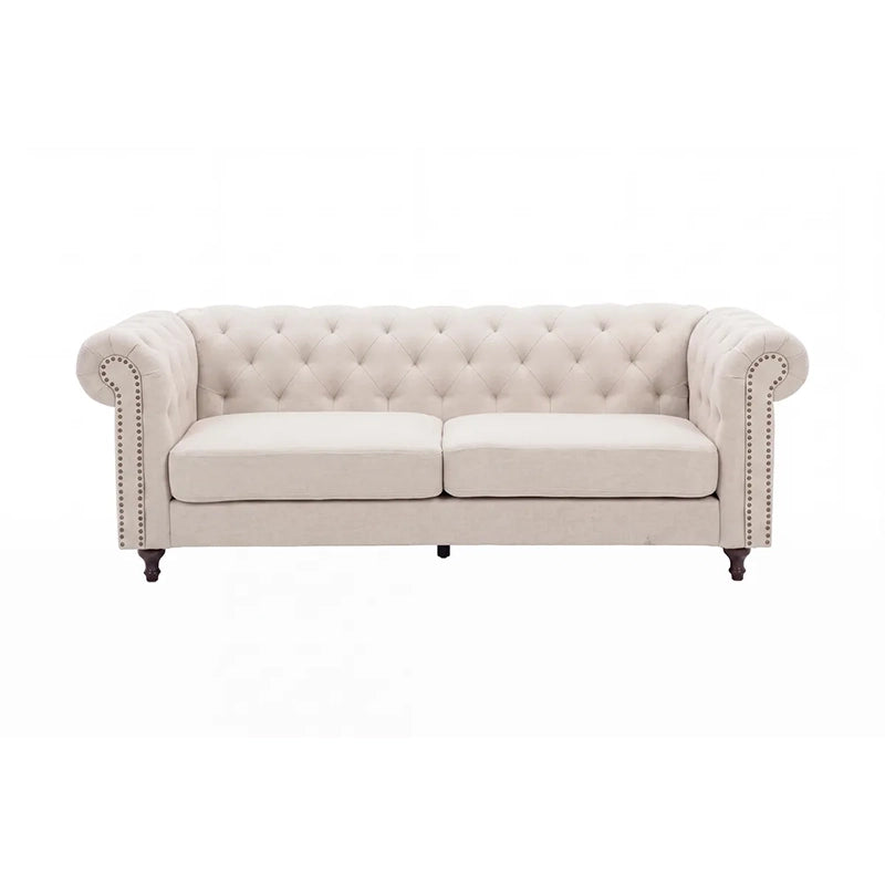 Velvet 3 personers sofa - Beige Chesterfield Design