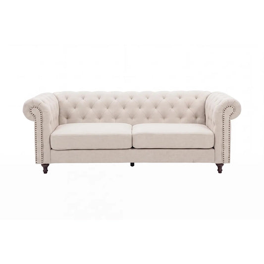 Velvet 3 personers sofa - Beige Chesterfield Design